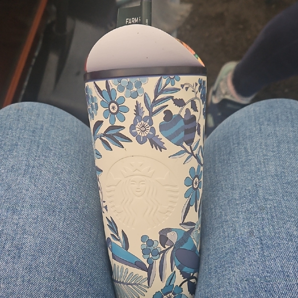 Starbucks Blue and White Floral Tumbler